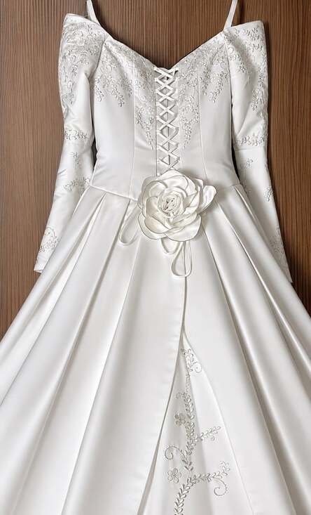 Dresses & Skirts - Anny’s Bridal 71271 Princess Ball Gown Wedding Dress Long Sleeve Sz 8 Corset